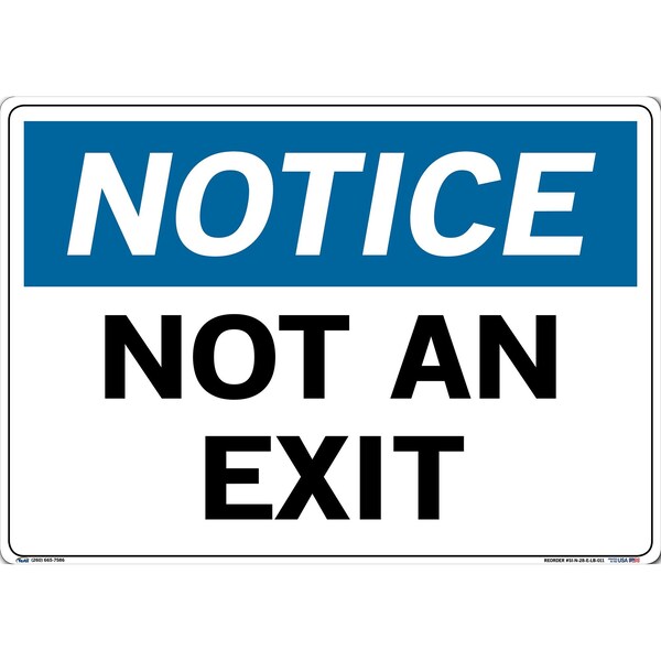 Vinyl Label Sign, Vinyl Label, 20-1/2" W, 14-1/2" H, Not An Exit, White